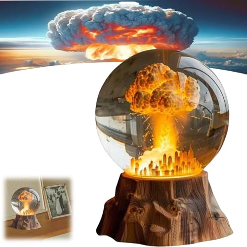 Generic Lámpara de explosión de bomba atómica, luz nocturna de nube de hongo, estilo personalizado, plástico amarillo y material de vidrio, para dormitorio, sala de estar, decoración de oficina