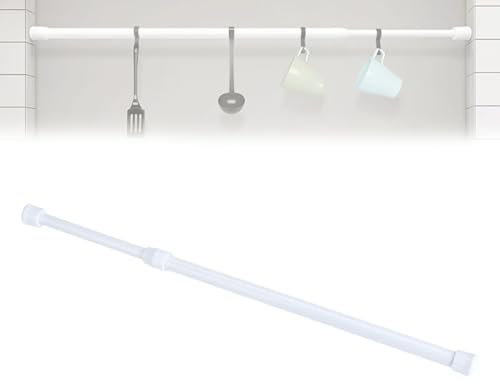 Milltrip Shower Curtain Rod, Adjustable Spring Loaded Tension Rod Shower Extendable Curtain Closet Window Rail Pole White Shower Curtain Rod 11.81 to 19.69 Inch