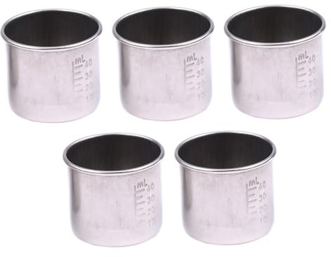 Garneck 5 Pz Misurino Liquido Tazza Di Raccolta Del Campione Misurino Per Bilancia Strumento Di Misura Trasparente Da Laboratorio Bicchiere Di Metallo Acciaio Inossidabile Silver