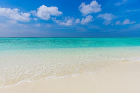 adrium Acryl-Bild 80 x 50 cm: Blaue Meereswelle, Ozeanlagune, weißer Schaum, Sandstrand, türkises Meereswasser in der Nähe, Sommerferien. Tropical Island (210286977)