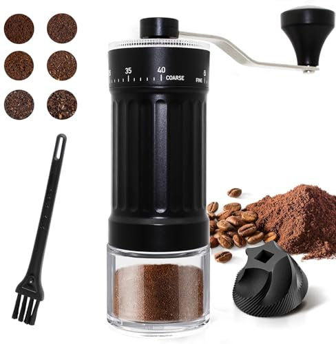 Molinillo Café Manual, Coffee Grinder Cerámica, Con Molino Cónico de Cerámica de Alta Precisión y Diseño Moderno, Ajuste de 40 Niveles, Adecuado para Aeropress, Pour Over y Cafeteras Moka.