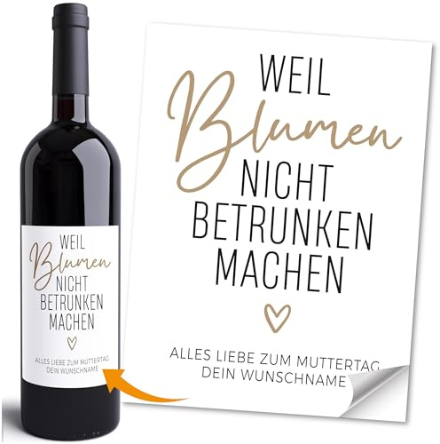SpecialMe® Weinetiketten personalisiert Geschenkidee Muttertag Mama Flaschenetiketten selbstklebend Wein Geschenk Weiss unisize