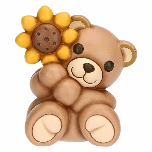 Thun Teddy con Girasole, Grande, Ceramica, Collezione Altro novità 2025, 12,3 x 9,4 x 13,8 cm