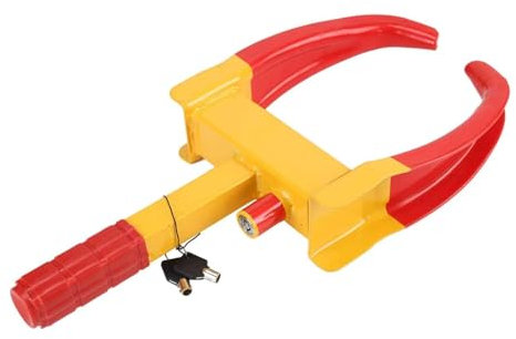 JF HOME BLISS Heavy Duty Wheel Clamp Lock Anti-Theft Security Device for Caravan Trailer Car SUV Van with 2 Keys 7-11inch Adjustable Weatherproof Steel Construction High Visibility Red & Yellow