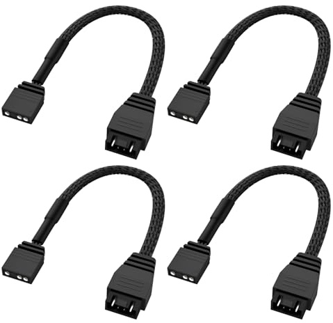 Aukuoy Standard ARGB 3-Pin to 4-Pin RGB Fan Adapter Cable for NZXT AER RGB Fan -4 Pack