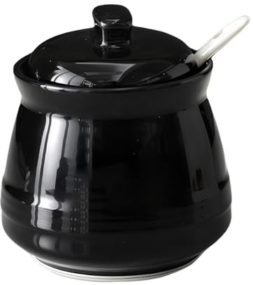 Sucrier avec couvercle et cuillère, 381 ml pour bar à café, sucrier en céramique