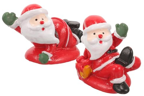 Cabilock 2 Piezas Figura Decorativa de Papá Noel para Navidad de Diseño Realista Resina para Decoración de Fiesta y Navideño Hogar Coche y Mesa