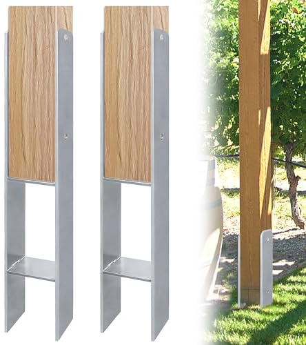 Suusolny H-Pfostenträger Gesamthöhe 600 mm H-anker Pfostenträger Feuerverzinkt H-anker Feuerverzinkt für Pfosten H-Pfostenschuh für Gewächshaus Zaun Carports Stelzenhäuser - Breite 81 mm - 6 Stück