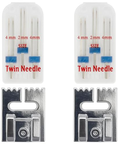 Sewing Machine Needles, 2 Sets Twin Needles with 7 Grooves, for Decorative Stitching and Dual-Color Thread Embroidery, Compatible with Most Home Sewing Machines