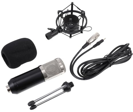 NOLITOY Kondensatormikrofon Satz Mit 3,5mm Kabel Und 48v Phantomspannung Schwarz Silbernes Live Mikrofon Für Heimstudio Bühne Ktv Und Konferenzen