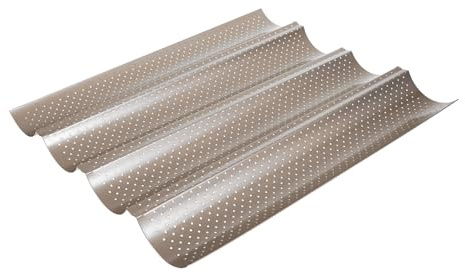 VALICLUD Molde Bandeja Pan Francés Antiadherente Ranuras Hornear 4 para de de Acero al Carbono Dorada para Baguettes y Hot Dogs