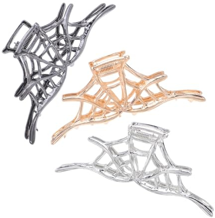 HONITANO 3 Piezas Pinzas para Cabello Metálicas Halloween Grandes para Cabello Grueso Garras de Araña Resistentes para Mujeres y Niñas Accesorios Góticos para Peinados Temáticos