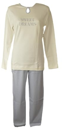 RAGNO Pigiama Donna Collo Serafino Caldo Cotone Invernale Pantalone con Polsino Articolo DR56N1