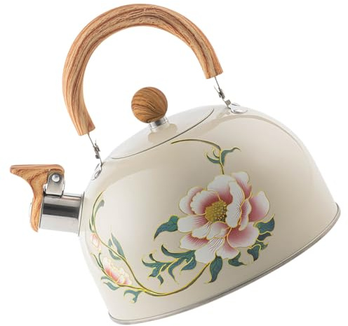 Milisten Bouilloire Rétro 3l en Acier Inoxydable à Sifflet, Grosse Capacité, Portable, Bouilloire pour Cuisinière, Usage Camping et Plein Air, Théière pour Randonnée et Cuisson Extérieure