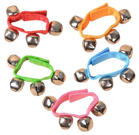 Angoily 10 Stück Weihnachts Armband und Fußgelenkglöckchen Bunte Handgelenks und Fußgelenksrasseln aus Kunststoff Pädagogisches Rhythmusspielzeug für Tanzen und Lernen Zufällige Farbe