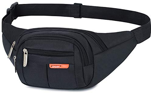 wasserdichte Bauchtasche Geeignet für Reise, Sport & alle Outdoor Aktivitäten, Hüfttasche für Damen und Herren, Bauchtasche Wasserdicht Hüfttaschen für Running (Schwarz)