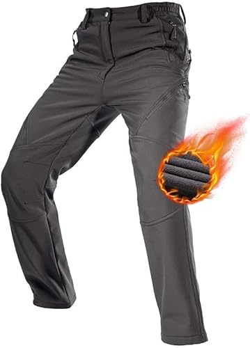 FREE SOLDIER Pantaloni da Lavoro da Uomo per attività All'aperto Pantaloni Softshell Sci Termici Impermeabile Pantaloni Trekking Invernali Pantaloni da Caccia(Grigio,54 Lungo)