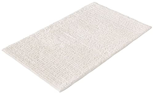 PANA® Badematte mit Streifenmuster (60 x 100 cm) • Duschvorleger und Badteppich aus 100% Baumwolle • Badezimmerteppich Waschbar, schnell trocknend und rutschfest • Farbe: Creme