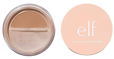 e.l.f. Halo Glow Soft Focus Setting Powder, polvere fissante leggera e setosa per un glow delicato non lucido, attenua i pori e le linee sottili, Dark