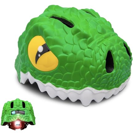 Crazy Safety Kinder Fahrradhelm | Fahrradhelm Kinder 2-7 Jahren für Fahrrad, Skateboard, Radsport, Laufrad, Tretroller, Inlineskates | Leichter und Verstellbarer 3D Tierhelm 49-55 cm (Krokodil Grün)