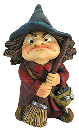 Nemesis Now Toil - Figura de Bruja pequeña y Escoba, polirresina, Color Rojo