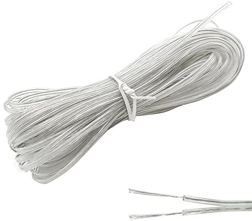 GOIYZTTR 10M Cable Transparente 28AWG Flexível de PVC 2 Hilos Plano Adecuado para Instalar Electrodomésticos de Bajo Consumo