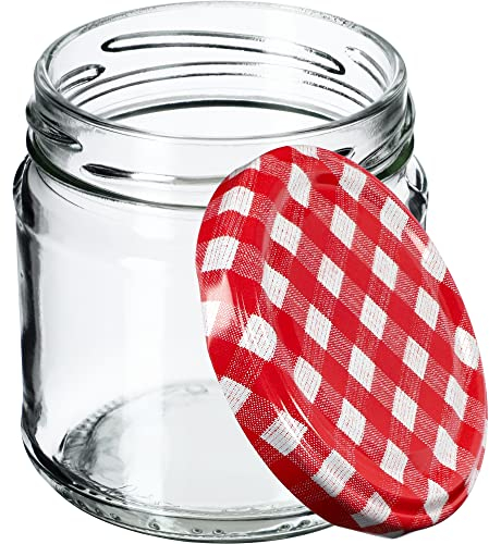 KADAX Lot de 20 bocaux 200 ml avec couvercles à vis Ø 66 mm – bocaux à dessert à parois épaisses, hermétiques, lavables au lave-vaisselle, idéaux pour les confitures et conserves