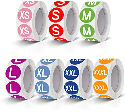 Adesivi Taglia Abbigliamento Colorati Adesivi Rotondi Taglia Adesivo 25 Mm Autoadesivo Regalo Piccole Etichette Rimovibile Impermeabile 3500 Pezzi