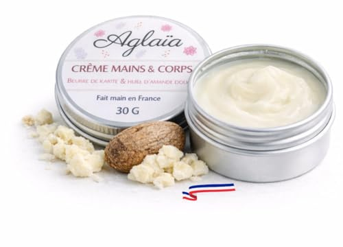 Crème Karité- Soins du corps, mains et pieds - Au Beurre de Karité et Huile d'amande douce bio - Soin hydratant bio et vegan - Créme artisanale fabriquée en Normandie- Famille- Femme