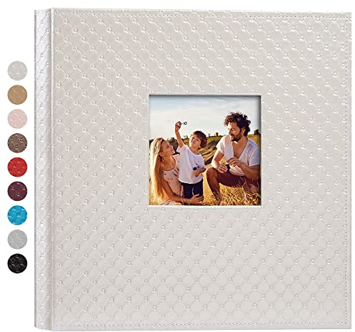 Mublalbum Leather Photo Album 4x6 600 Photos Large Capacity Picture Book with Horizontal and Vertical Pockets for Baby Wedding Anniversary and Family (White)