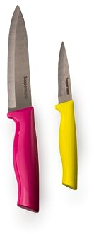 Tupperware Messer Set Essential-Serie (2) Küchenmesser Pink + Gemüsemesser Gelb (inkl. Eidgenossen Plus 350 ml)
