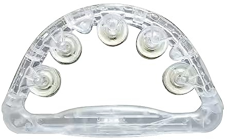 KOCAN Bunte LED-Handglocken, Zweireihig, Metallische Schellen mit 3 Beleuchtungsmodi, Kunststoff-Hand-Tamburin, Musik-Percussion-Trommel, Halbmond-Handglocke für Erwachsene