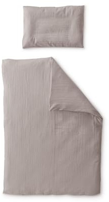 Ehrenkind® Bettwäsche-Set Musselin | 100% Bio-Baumwolle | Standard 100 by Oeko-TEX | 100x135cm + 40x60cm Taupe | Bettwäsche 135x100