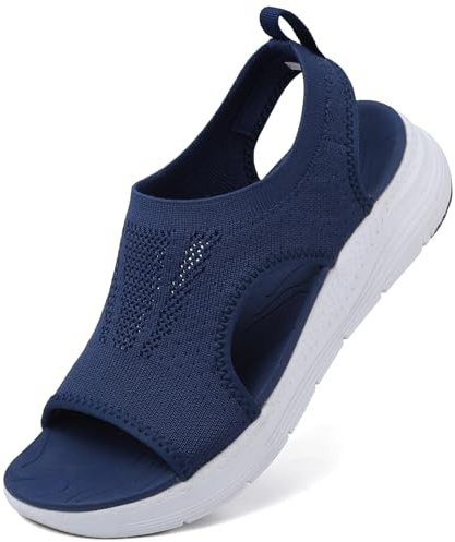 DimaiGlobal Sandalias Deportivas ortopédicas para Mujer Zapatos con Punta Abierta Cuña Lavable de Verano Sandalias para Caminar 36EU Azul