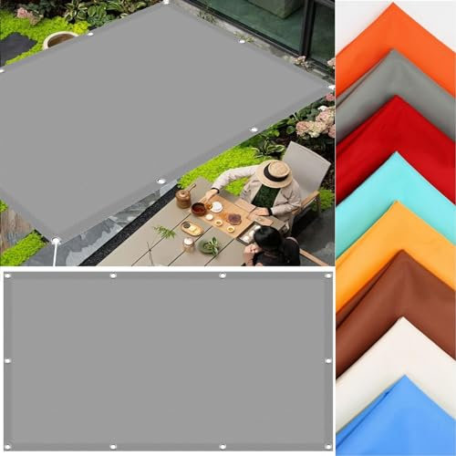 Voile d'ombrage Imperméable 3.5 x 7.5 m Rectangulaire Voile Ombrage Protection Solaire avec Cordons Bâche Dombrages pour Patio Être Applicable Jardins, Gris Clair