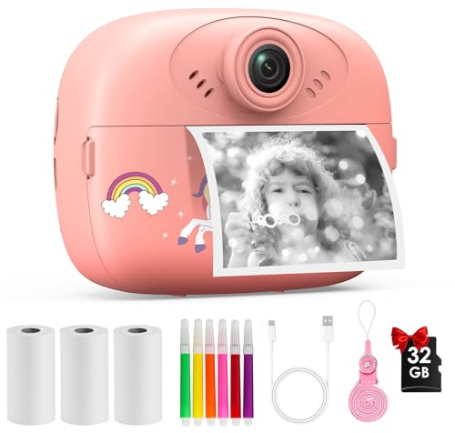 Fotocamera Per Bambini Con Stampa Istantanea Per Ragazze E Ragazzi Di Età 3-12 Anni, Fotocamere Istantanee Per Bambini 1080p Regali Di Natale E Compleanno Per Ragazze E Ragazzi Di 3-10 Anni