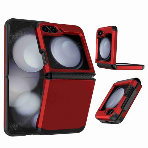 Knoowcase for Samsung Galaxy Z Flip 7 FE Case Hinge Protection Shockproof Heavy Duty Protective Case Silicone Bumper Matte Hard PC Armour Anti-Scratch Cover for Samsung Galaxy Z Flip 6Red