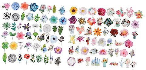 TINEASUR 100stücke Blumenaufkleber PVC Langlebig Dekorative Sticker Für Laptop Notebook Auto Reise
