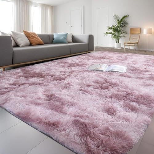 XUEDNGM Shaggy Hochflor Teppich Fellteppich 82 x 83 cm Flauschig, Weich, Pflegeleicht, Anti-Rutsch, Waschbar Modern Flauschig Weich Teppich Nicht-Slip Teppich für Wohnzimmer, Schlafzimmer, lila rosa