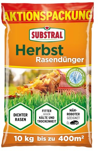 Substral Herbst Rasendünger 10kg für 400m² kaliumreich für Winter | Kaliumreicher Herbstdünger | Stärkt den Rasen vor Frost | Für bis zu 400 m²