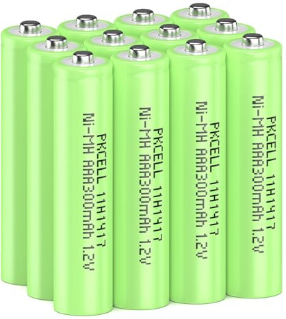 PKCELL Lot de 12 piles AAA rechargeables 300 mAh NI-MH 1,2 V - Batterie préchargée pour lampe solaire de jardin