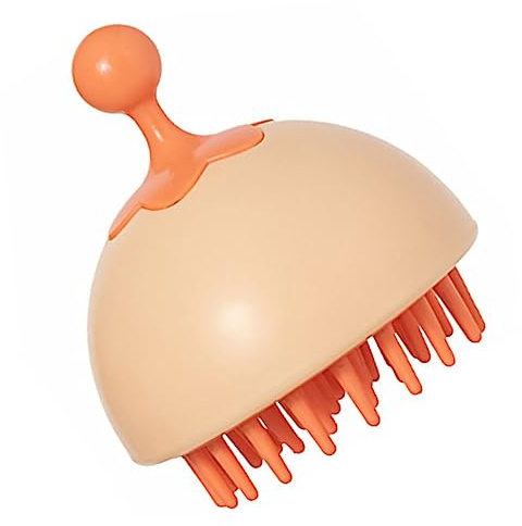 Tragbare Shampoobürste 1 Stück aus PP und Silikon, Orange | Kopfreiniger mit Ergonomischer Form, Leichte Ausführung,, Unterstützend bei Körperreinigung