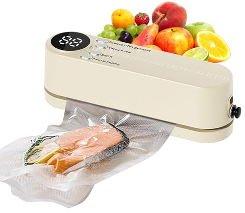 Mini Envasadora al vacío, portátil de 60 KPA, dispositivo de sellado al vacío con 3 niveles de temperatura, 5 bolsas, 1 adaptador de inflado y 1 adaptador de extracción de aire para la conservación de