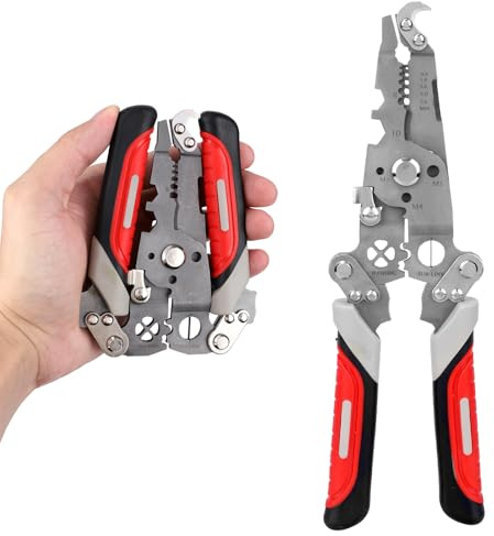 BOXOB 18 in 1 Foldable Wire Stripper, Professional Multifunctional Wire Stripping Pliers Crimper & Cutter Tool for Electricians Home Repair DIY Crafts Compact & Portable