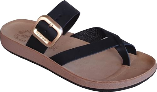 Fantasy Sandals - Flex Sole Technology - Entdecken Sie den BUBBLE EFFECT - Leichte und weiche Ledersandalen COSTANTIA - SCHWARZ 37