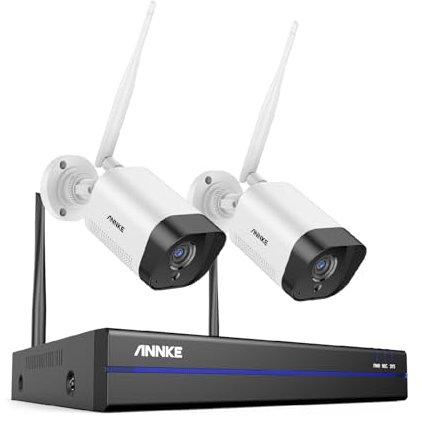 ANNKE 3MP Wireless Security Camera System, 5MP 10CH NVR with 2pcs 3MP IP Cameras, 2-Way Audio, Motion Detection, 100ft Night Vision, Remote Access, Home CCTV System for 24/7 Recording, NO HDD