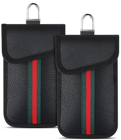 MAX&G x2 Pack Faraday Pouch , Keyless Signal Blocking Pouch, RFID Anti-Theft Faraday PU LEATHER Bag for Car Keys - Security key shell BIG ENOUGH FOR ALL TYPES OF KEYS.
