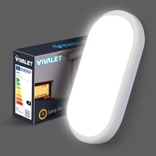 VivaLet Applique Murale Intérieure Exterieur 12W 1200LM, Plafonnier LED 4000K, Luminaires Blanc, Lampe Eclairage Exterieur IP54, Éclairage de Plafond Pour Sous-Sol, Couloir, Escalier, Garage, Bain