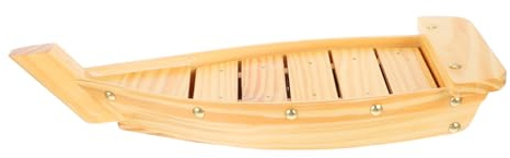 LIFKOME Sushi and Storage Boat Shaped Dish Wooden Japanese Style Plate Snack Tray for Serving Sushi Sturdy Wood Material with Elegant Design for Family Dinners and Special Parties