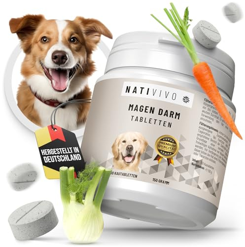 NATIVIVO Sodbrennen Hund - Gras &Kotfresser Drops Alternative 100 Tabletten | Magenschutz & Darmflora - Hilft bei Durchfall & Erbrechen - Unterstützt Darmkur & Darmsanierung - Made in Germany